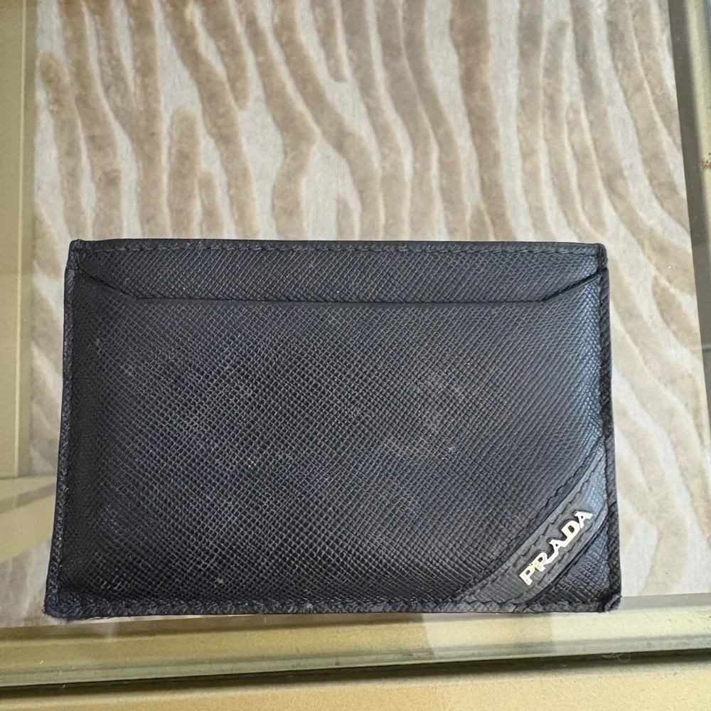 Prada Black Saffiano Card & Key Sleeve